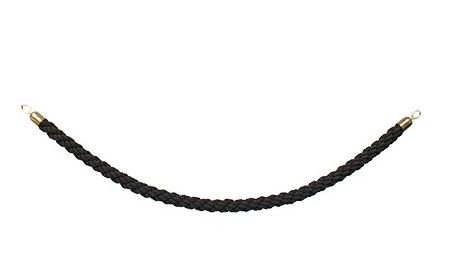 Corde Noire Tressée | Embouts Or | 150cm