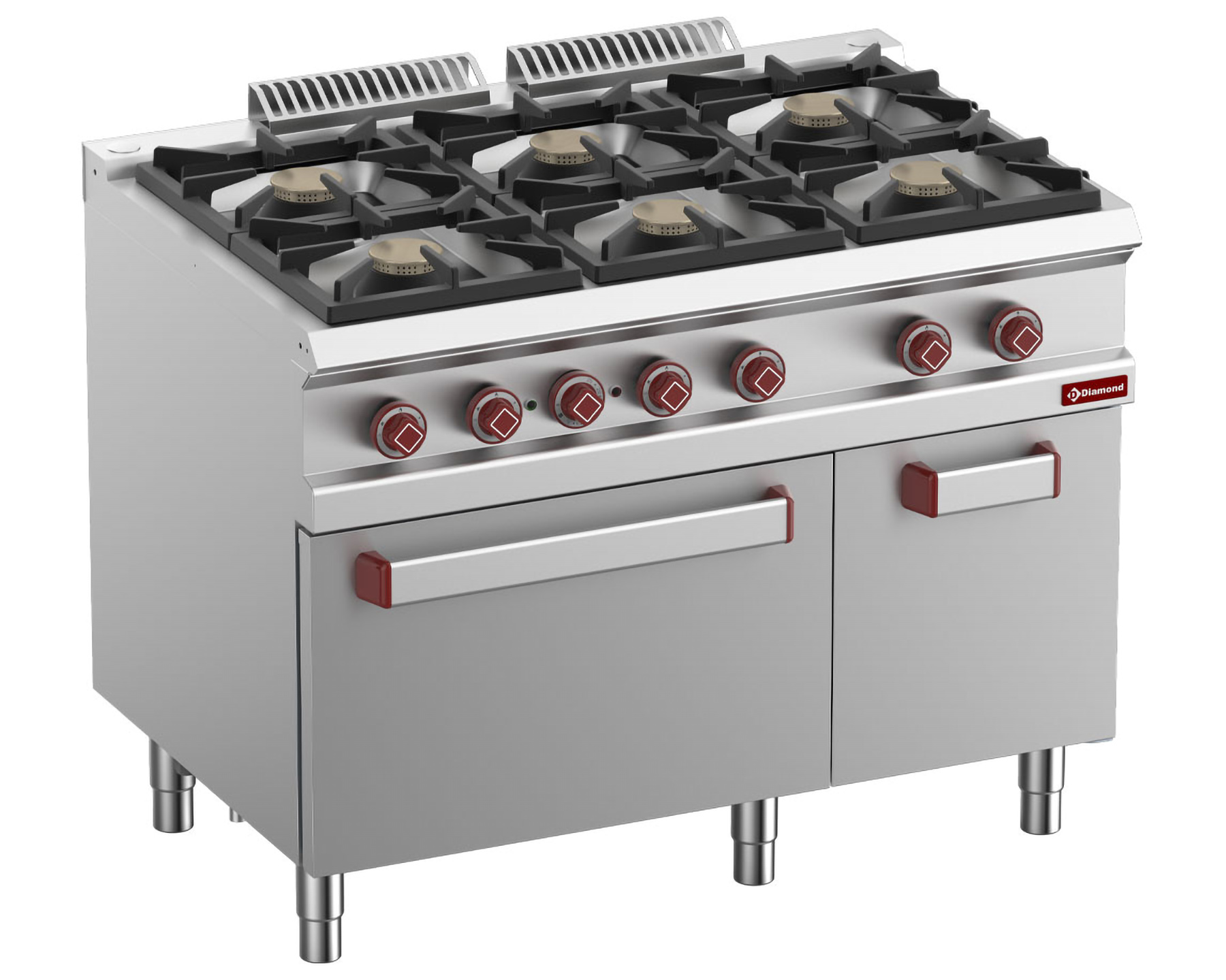 Gasfornuis 6 branders - Elektrische convectieoven 1/1GN - Neutrale kast