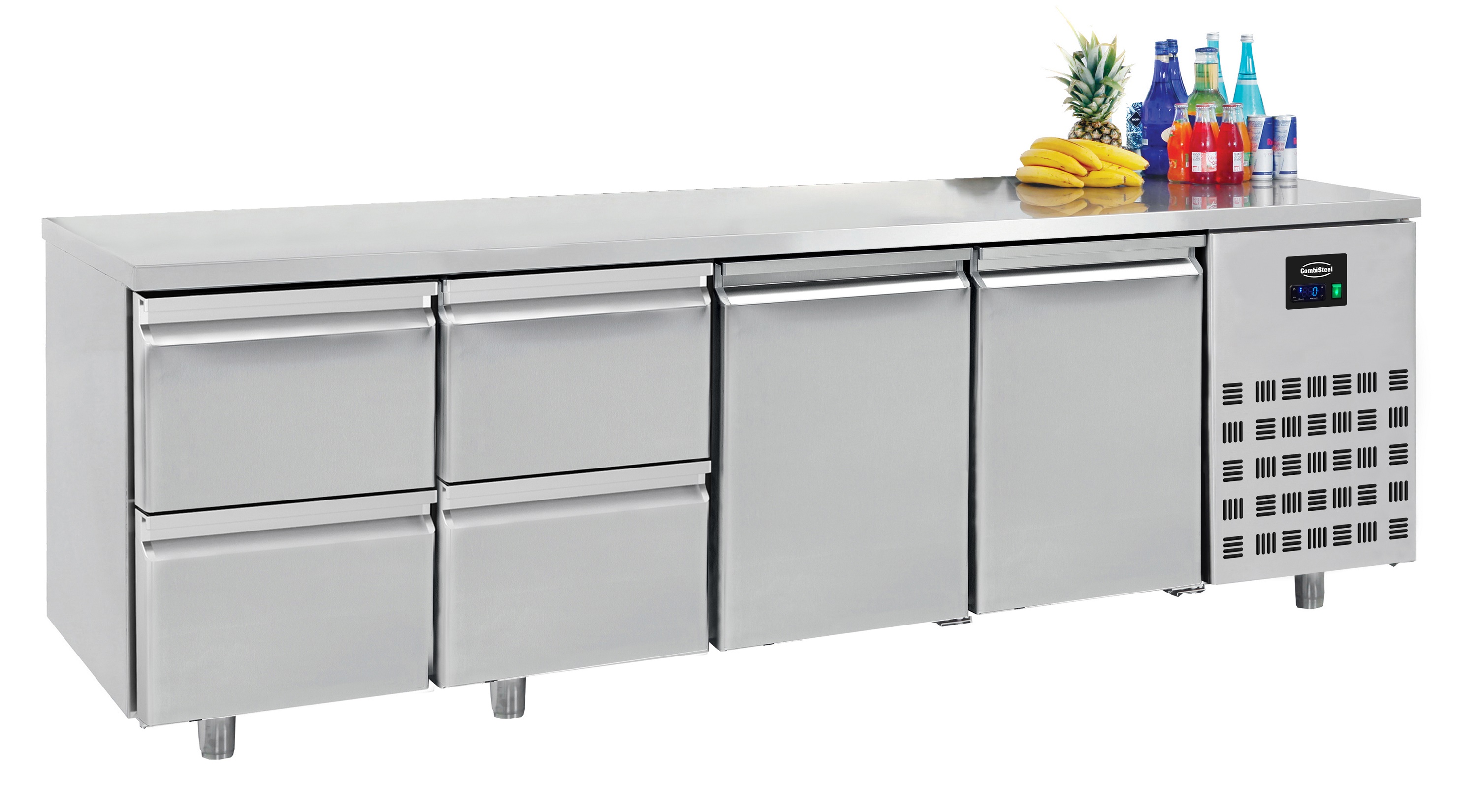 Comptoir réfrigéré 700 2 portes+4 tiroirs 632 litres - 2330x700x(H)850mm