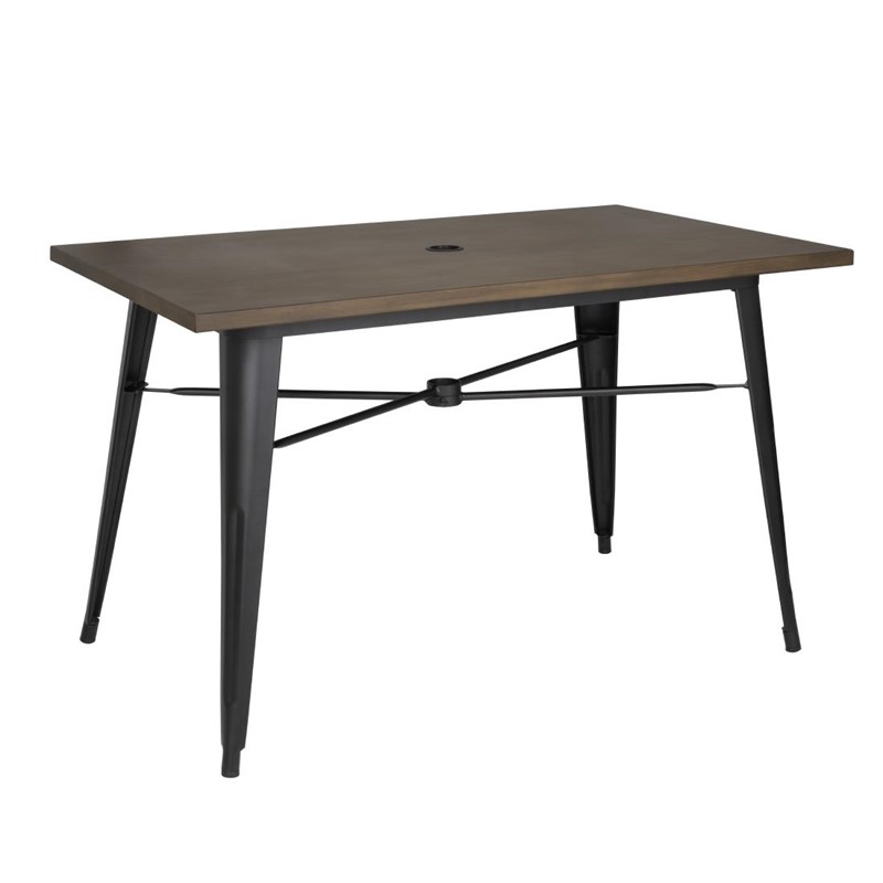 Table d'extérieur Boléro 120x76x75cm | Plateau en aluminium avec design en bois foncé