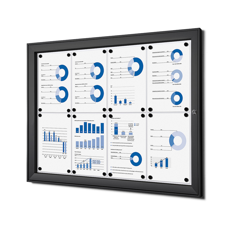 Tableau d'affichage intérieur verrouillable noir 8x A4