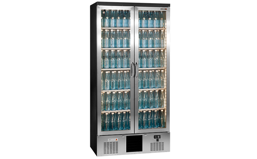 Flaschenkühlschrank 2 Glastüren Anthrazit/Chromstahl | Gamko MG3/500GCS | 900x530x(H)1800/1825mm