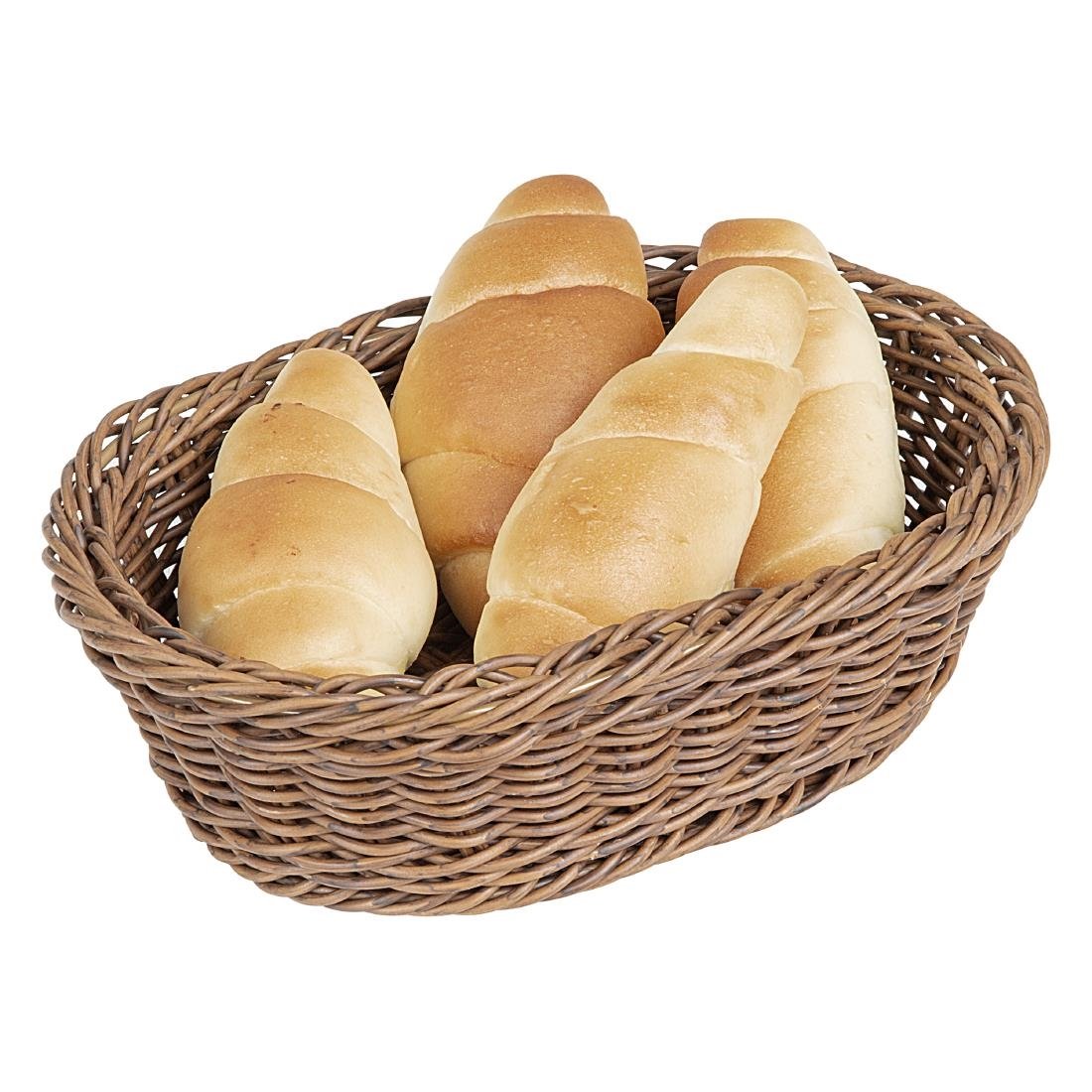 Panier ovale en polyrotin Olympia marron foncé 240x170 mm