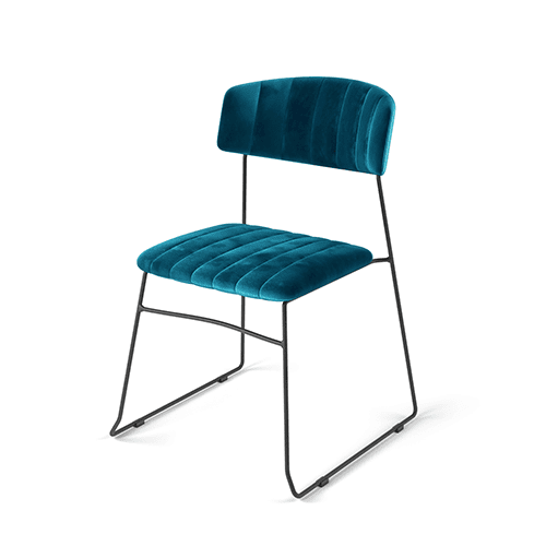 Mundo chaise empilable, Bleu pétrole, revêtement en velours, ignifuge, 54x55x79cm (BxTxH), 53006