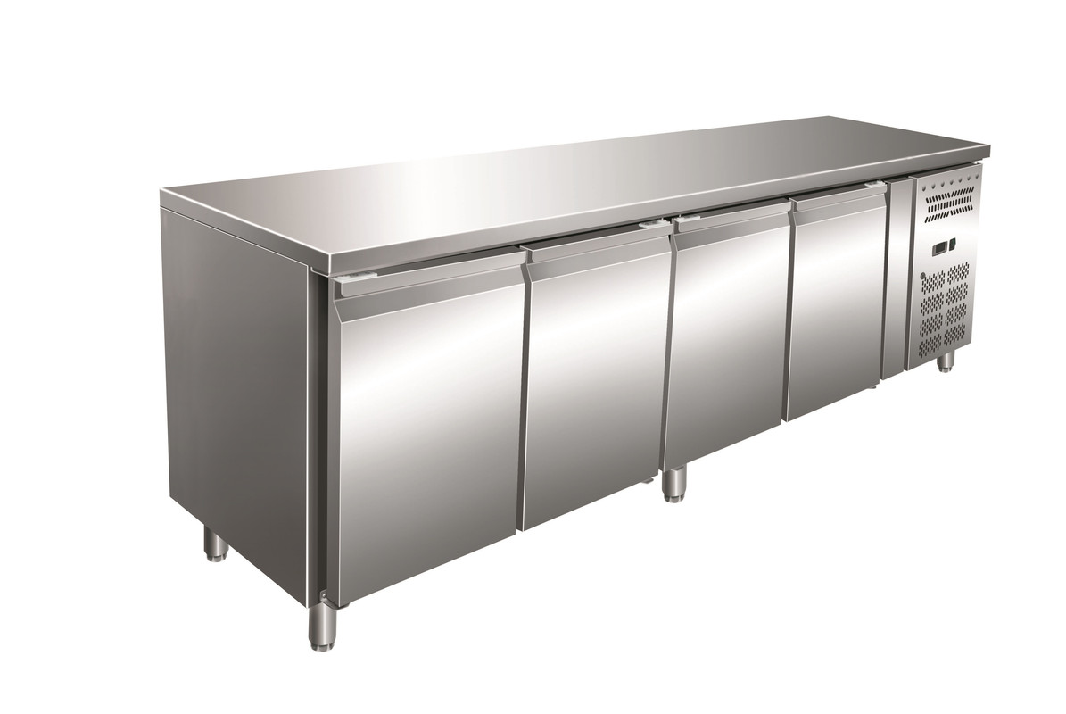 Table de travail réfrigérée GN en acier inoxydable Gastro-Inox avec 4 portes, refroidissement forcé