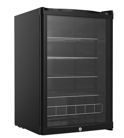Réfrigérateur de table noir | Porte vitrée à double paroi | 4 grilles ajustables  | 130 Litres