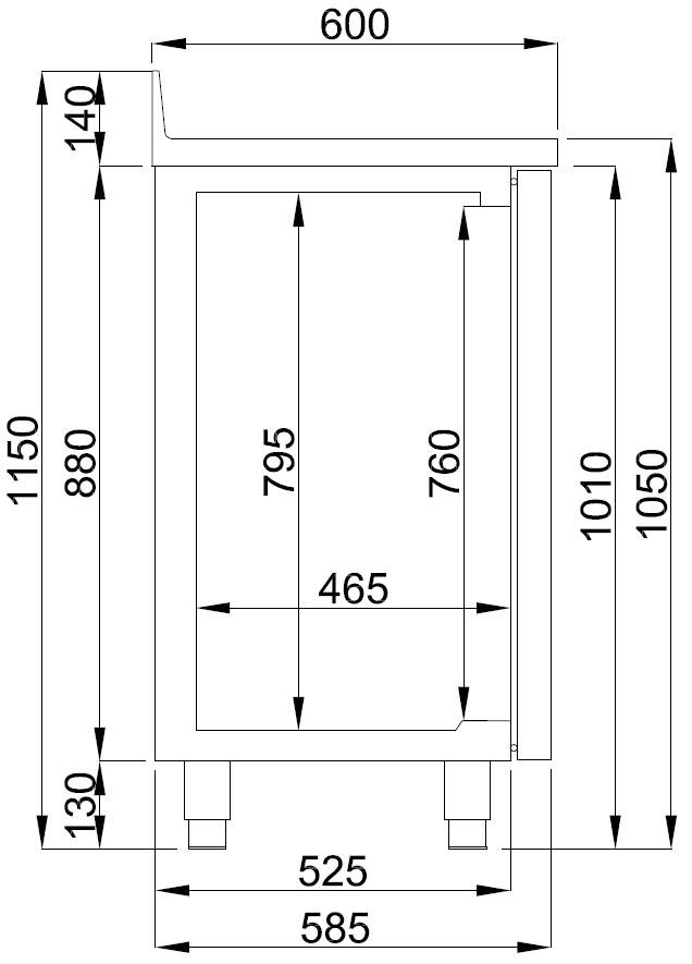 Comptoir Réfrigéré | Inox | 2 Portes | 550 Litres | 1580x600x(H)1050mm