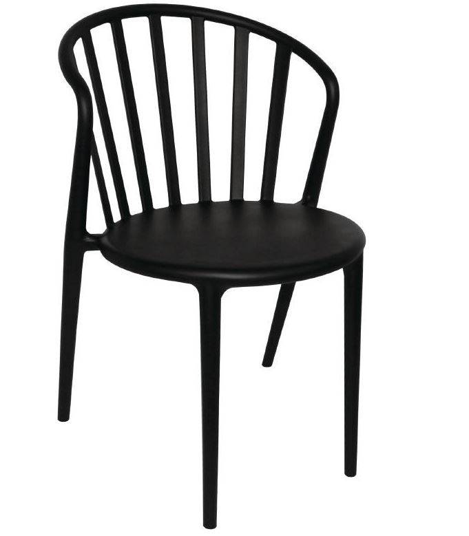 Stapelbarer Stuhl mit Armlene | Kunststoff Schwarz | 4 Stück