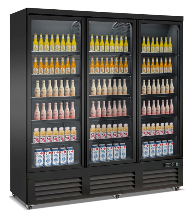 Kühlschrank 3 Glastüren Schwarz Ceb-1600R Bl