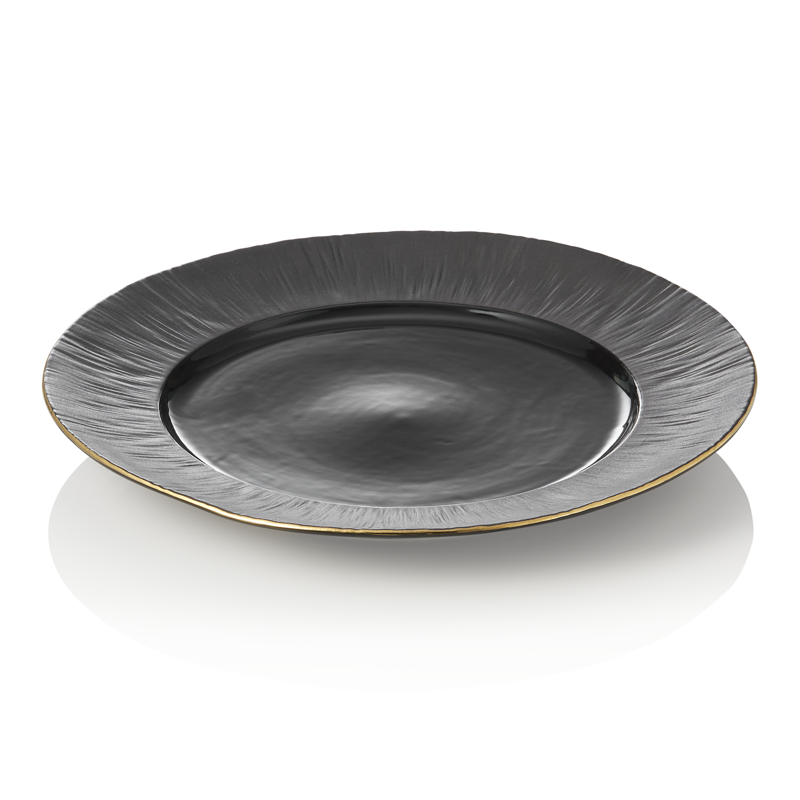 Bordenset MAYA KURO, plat, diameter 30 cm, zwart, set van 2 stuks, porselein
