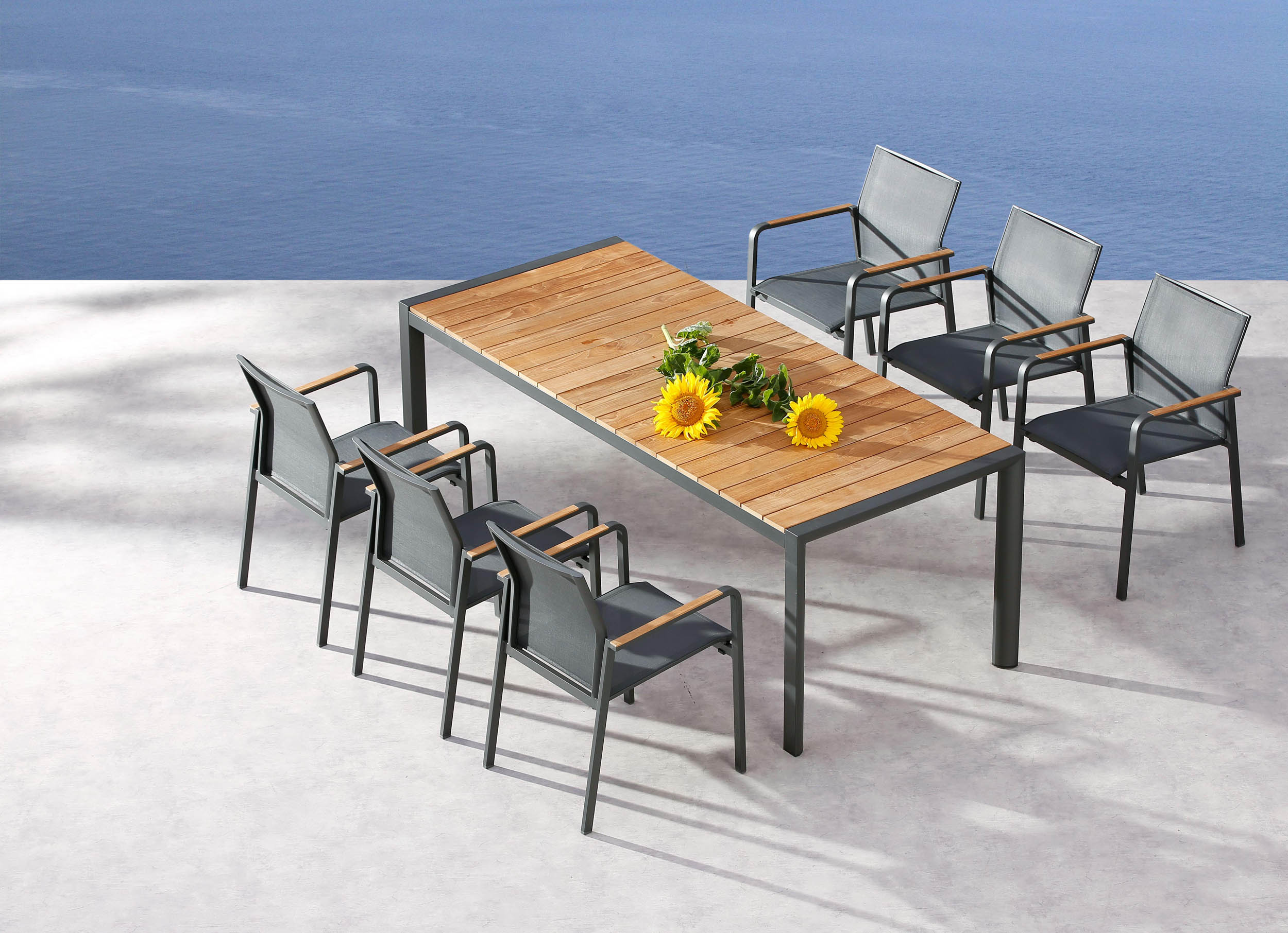 Paros Dining Gartentisch 160x90cm Anthrazit
