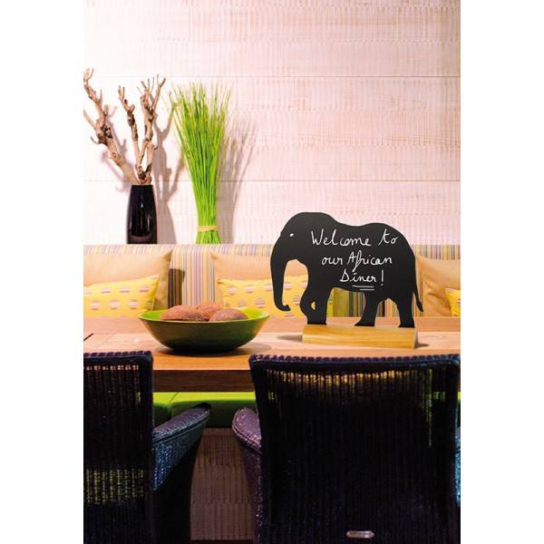 Tisch Kreidetafel Wood Silhouette Elefant | Inkl. Kreidestift