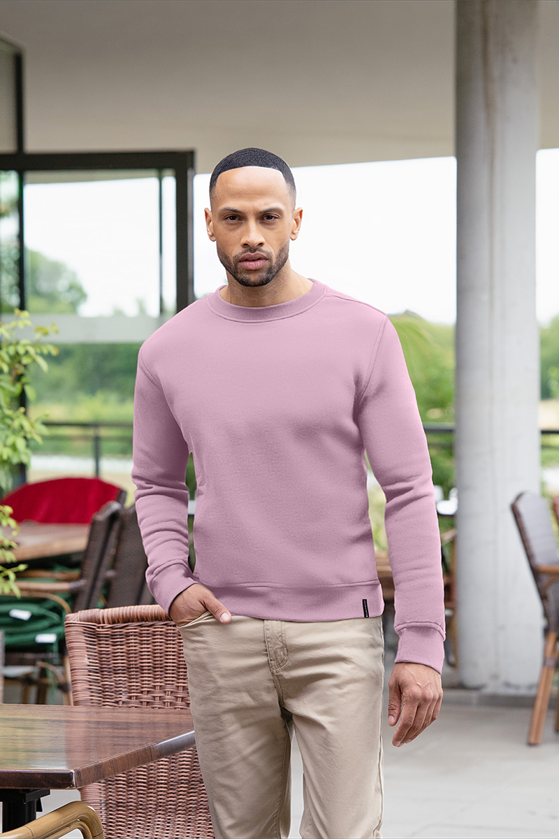 Herren Workwear Sweatshirt Soft-Face, aus nachhaltigem Material - Dunkelrosa - L