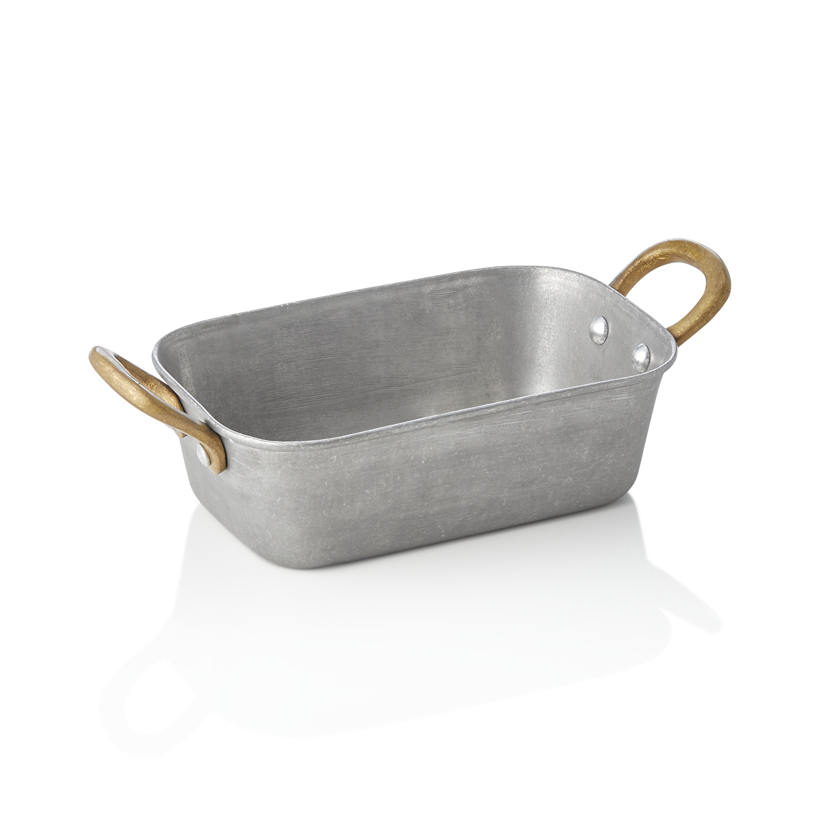 Serveerpan STEEL & STYLE VINTAGE, met 2 messinggrepen, 15 x 9,5 x 4,5 cm, 370 ml, chroom-nikkelstaal