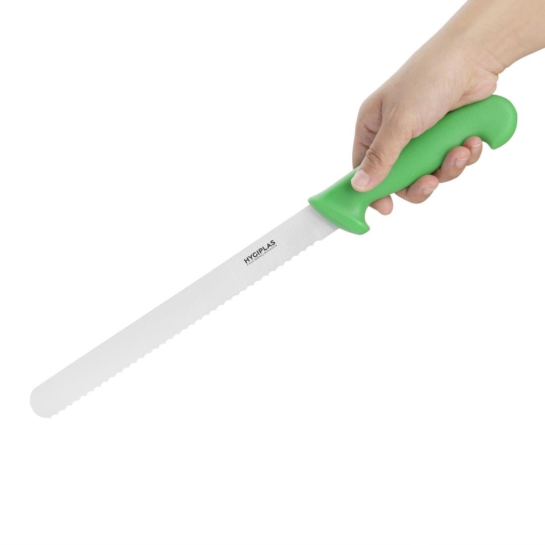 Couteau à génoise dentelé Hygiplas vert 254mm