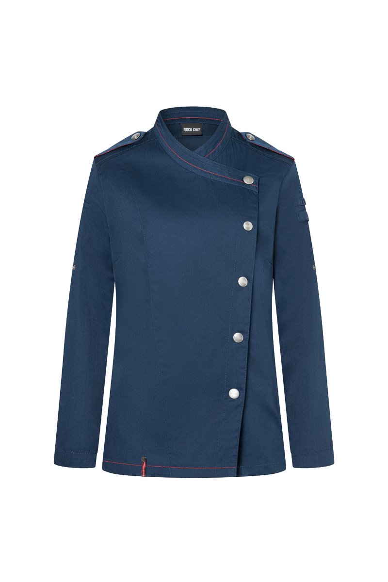 Veste de cuisine à manches longues pour femmes ROCK CHEF-Stage2, en matière durable - Bleu Acier - 34