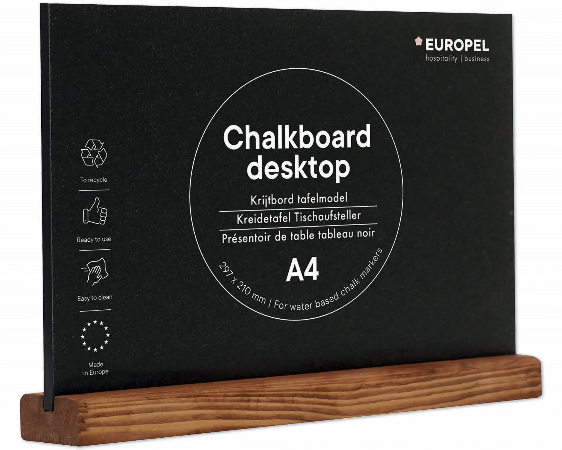 Krijtbord A4 liggend - Voet van dennenhout