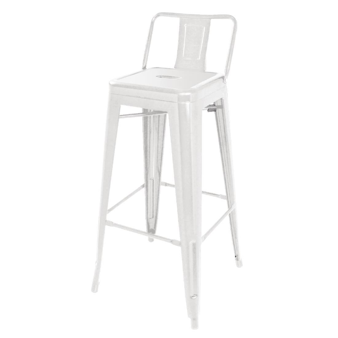 Bolero bistro stalen hoge kruk met rugleuning wit (4 stuks)