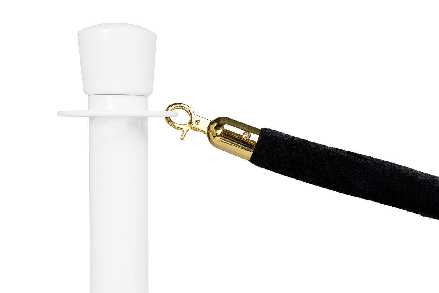 Cordon de barrière standard velours noir - Longueur 150 cm - Laiton