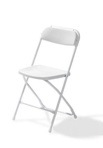 Budget chaise pliable et empilable, Blanc/Blanc, structure en acier, 43x45x80cm (BxTxH), 50170