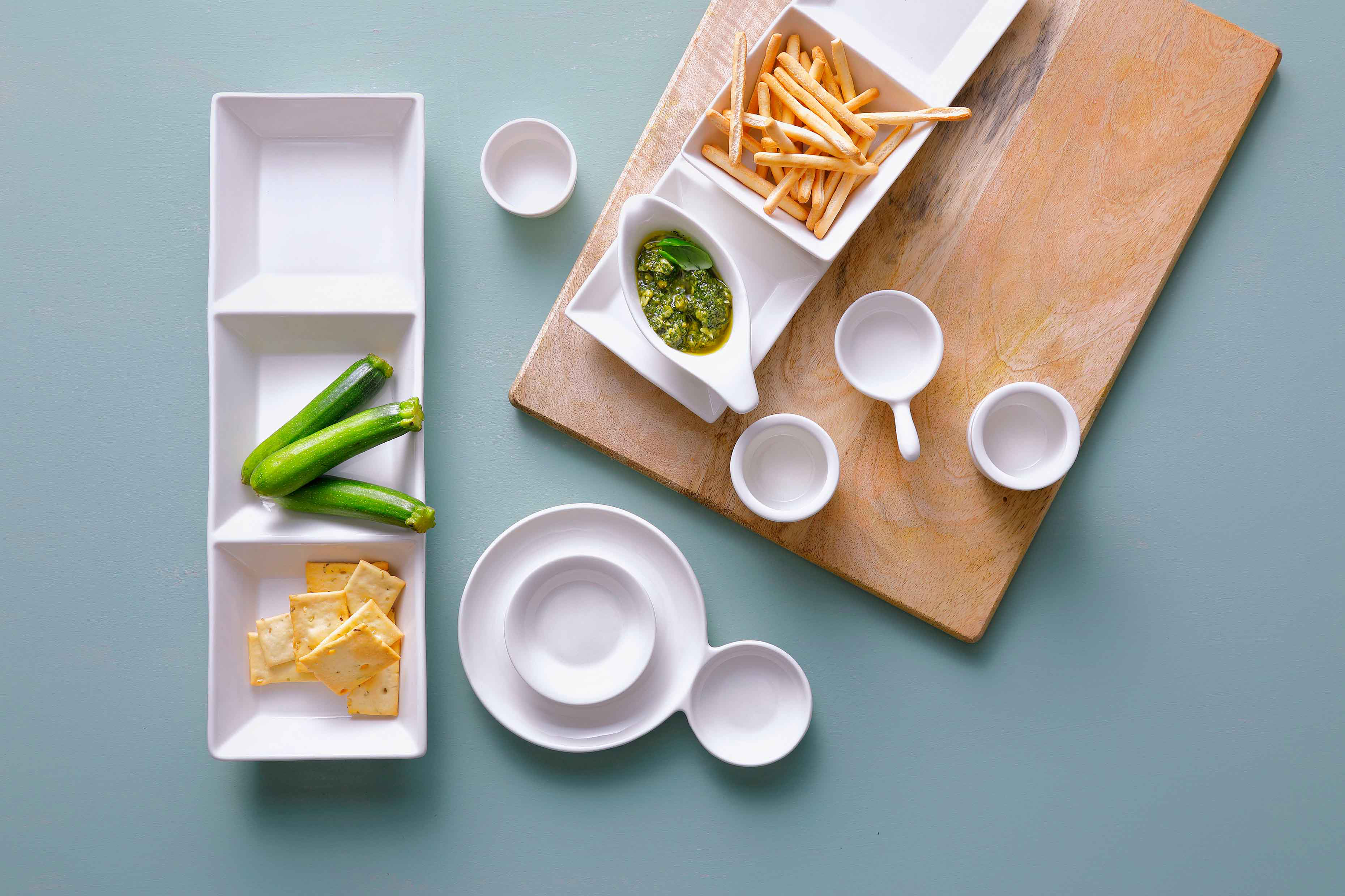 Schaal 3-vaks Fancy Ivory 37 x 12 cm Offwhite Porselein