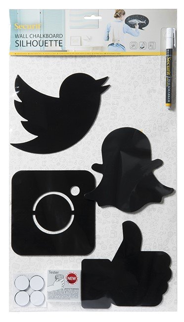 Silhouette Social Media | Inkl. Kreidestift und Klettband Streifen | 300x500mm