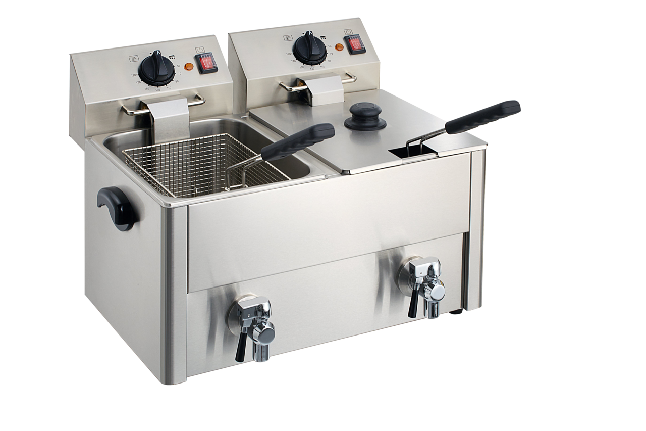 Elektrische dubbele friteuse ECO 10+10 liter met aftapkraan