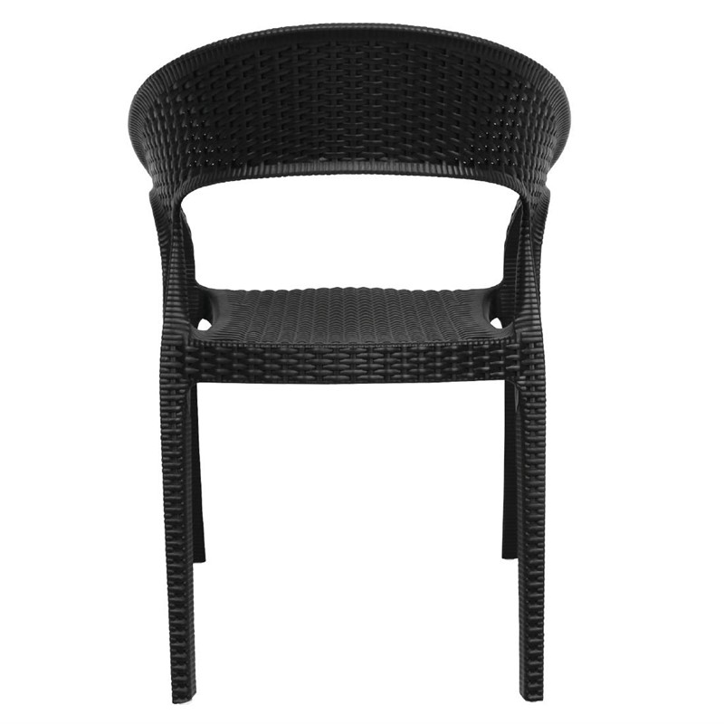 Bolero Polyrattan Stuhl mit Armlehne Schwarz | 4 Stück