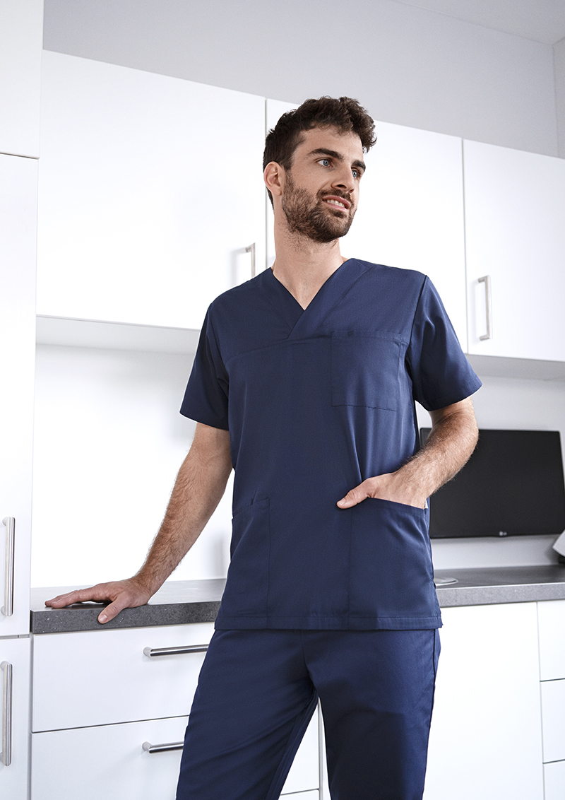 Kurzarm Herren-Schlupfkasack Essential, aus nachhaltigem Material - Marine - L