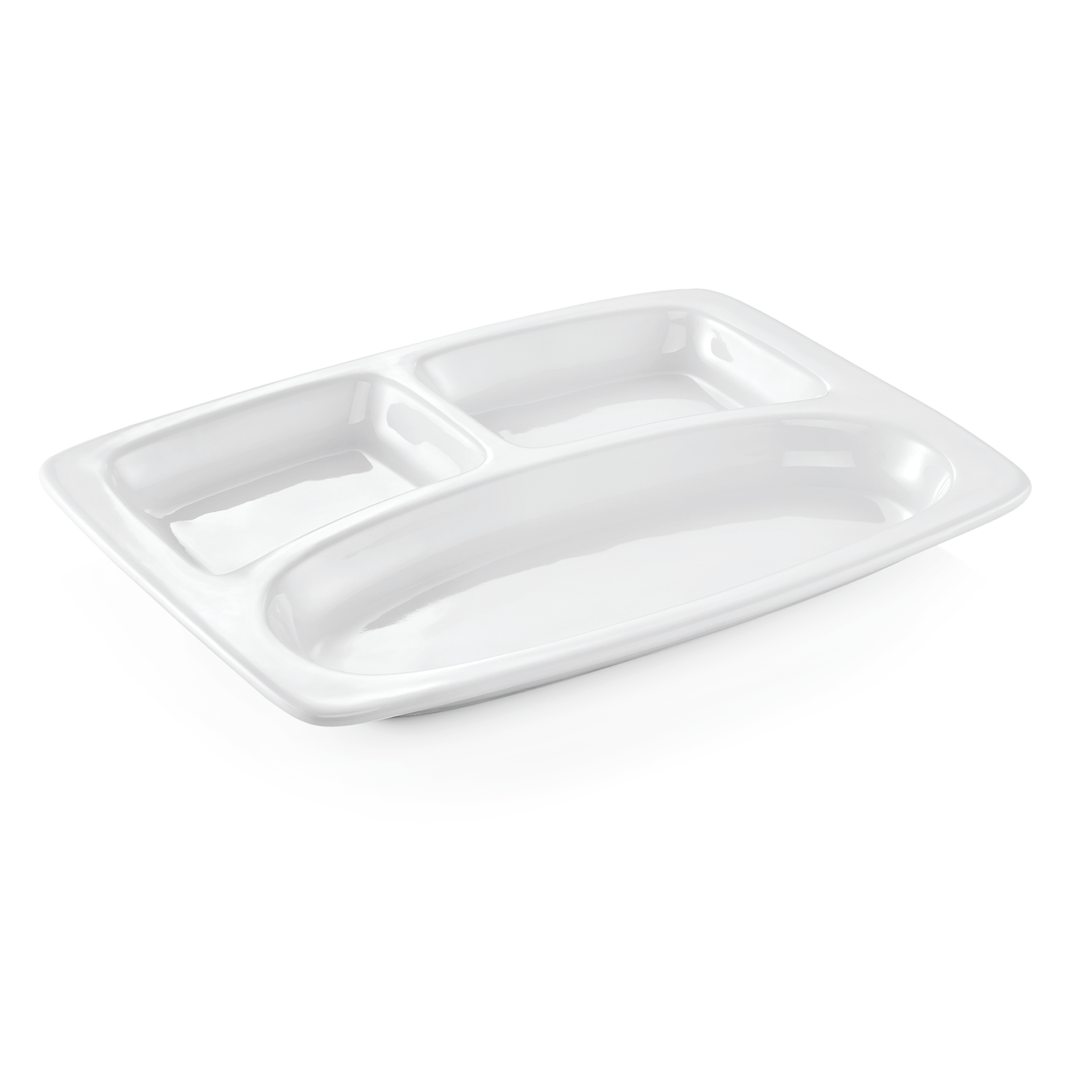 Verdeelschaalset, met 3 compartimenten, 31 x 23 x 3 cm, set van 3 stuks, porselein