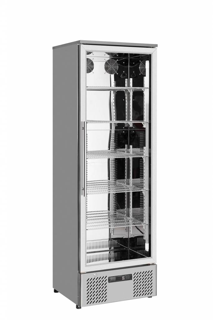Réfrigérateur  Porte Vitrée | 293 Litres | en Inox | Eclairage  LED | 600x515x1820mm