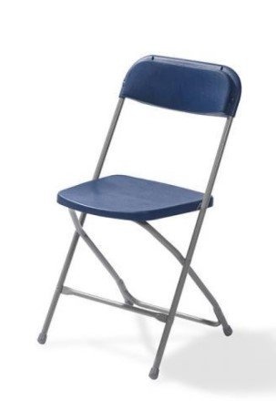 Budget chaise pliable et empilable Gris/Bleu, structure en acier, 43x45x80cm (BxTxH), 50150