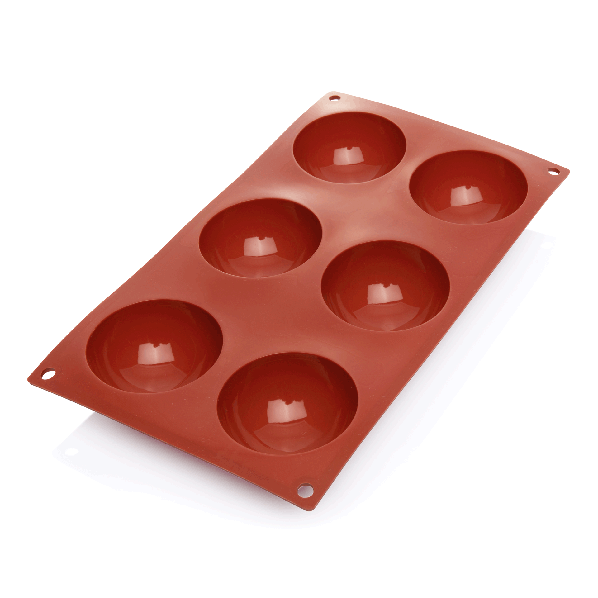 Halve bolvorm BAKEFLEX, 6 vormen, Ø 7 cm, rood, siliconen
