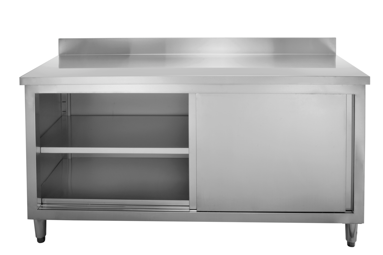 Armoire de travail en inox Basic 200x70 avec dosseret 100 mm