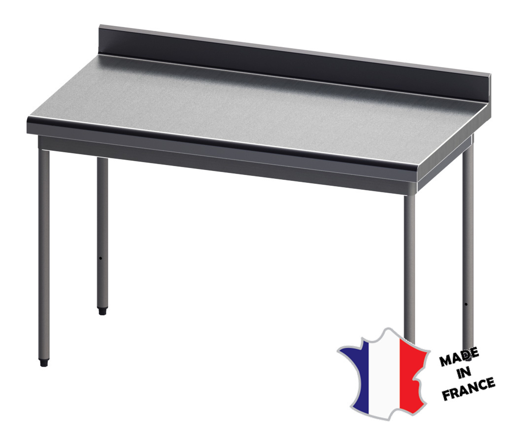 Table démontable rayonnee | Inox | à dosseret | pieds ronds | 700(l)x700x900mm