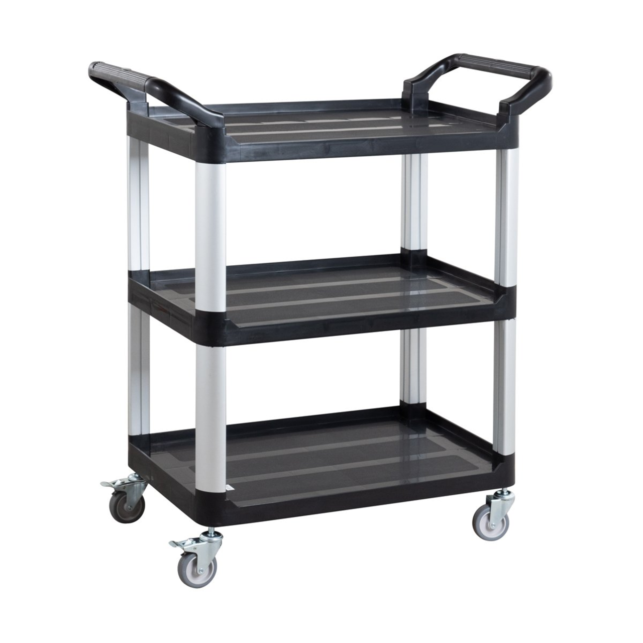 Kleine serveerwagen van polypropyleen met wielen, 3 niveaus, 81 x 43,5 x 91 cm