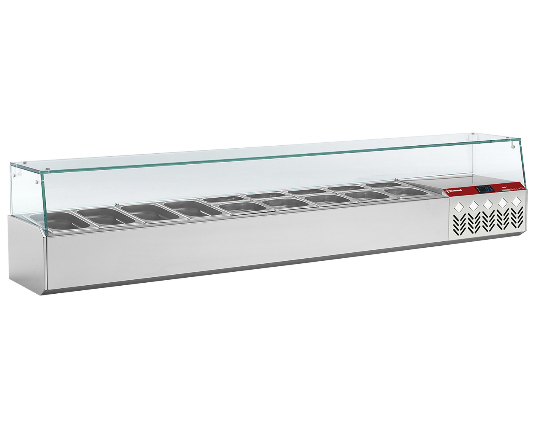 Opzetkoelvitrine 9x 1/4GN - 2020x384x(h)401mm