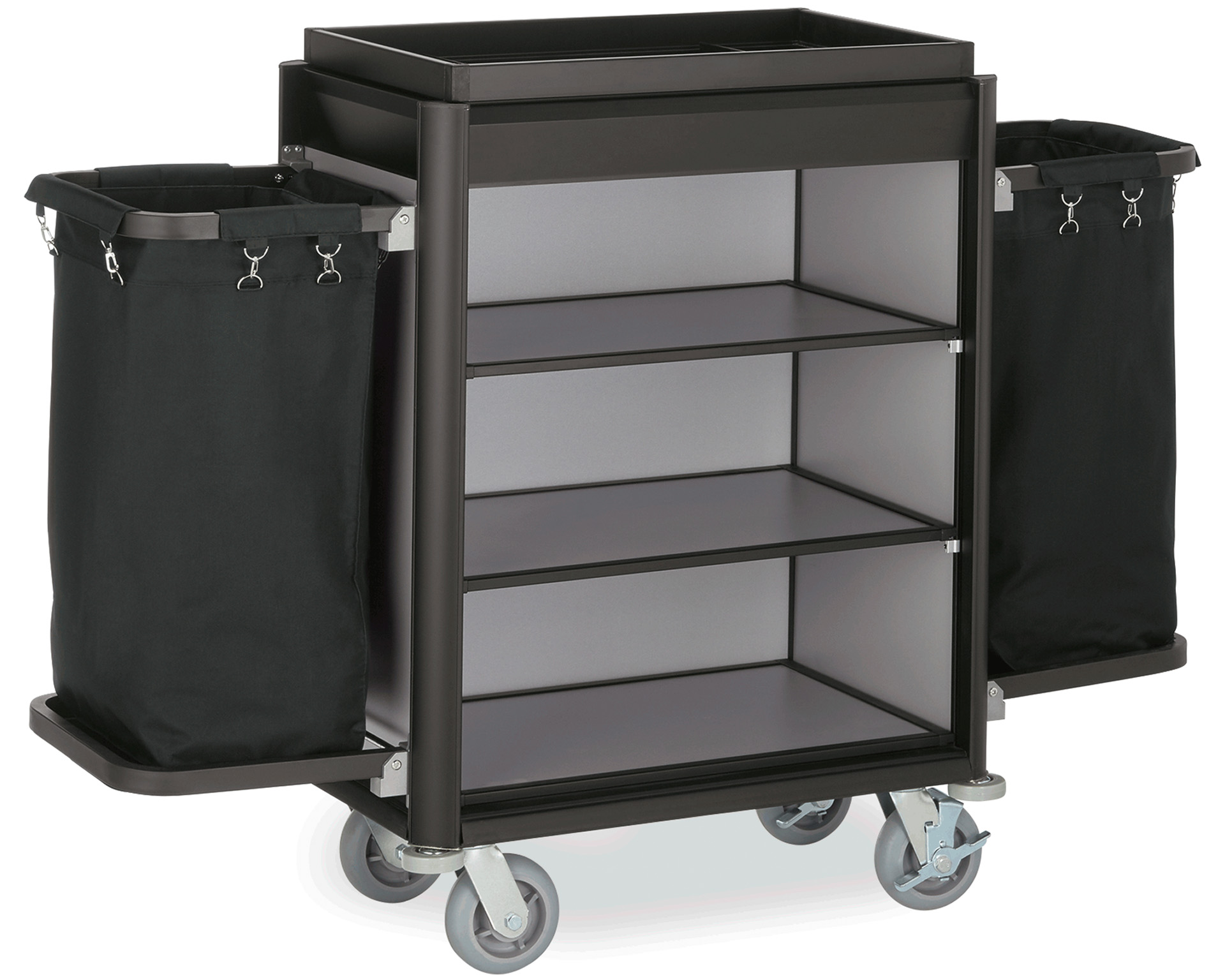 Chariot de ménage - aluminium et aspect bois MDF - 41 kg