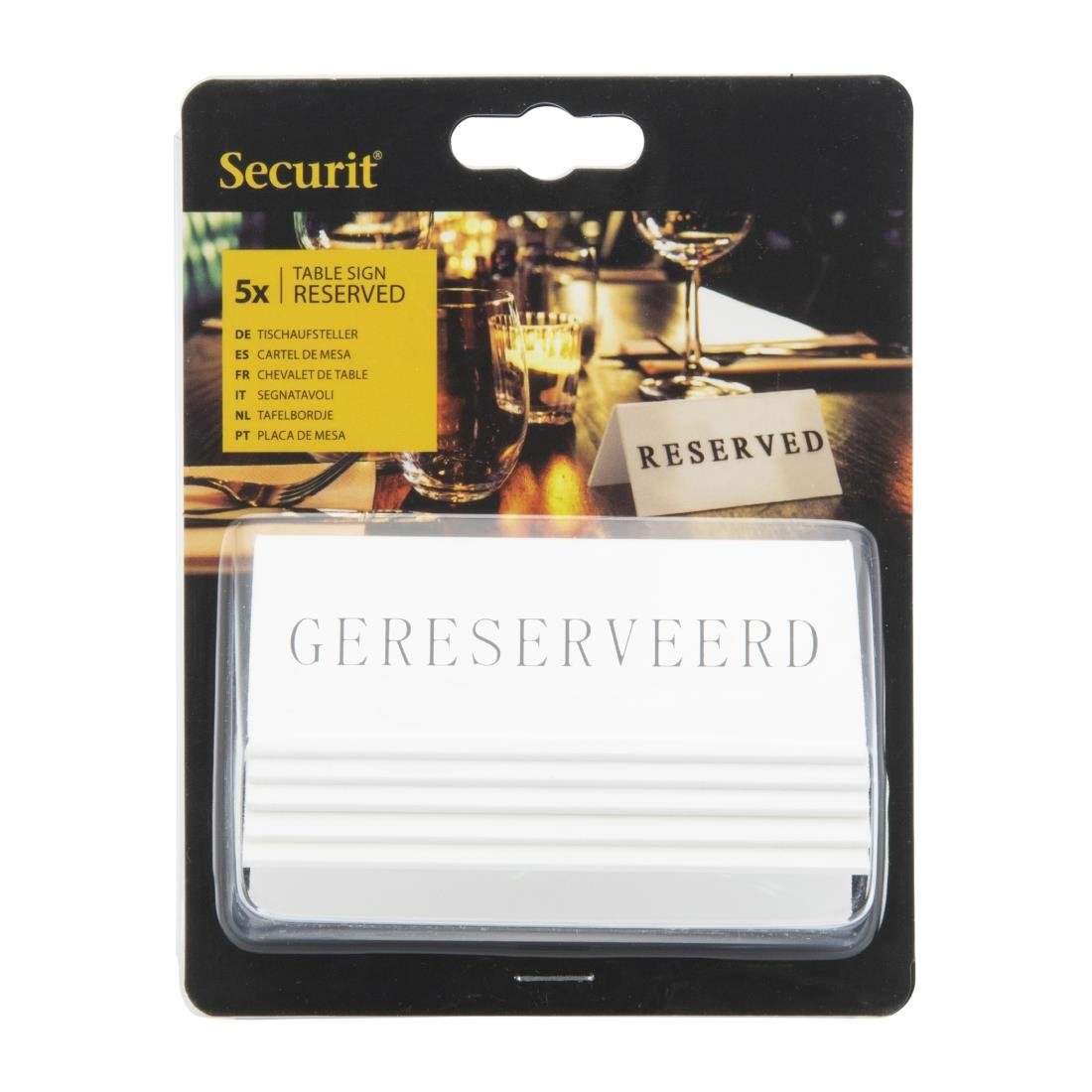 Chevalets table réservée Securit "Gereserveerd" (lot de 5)