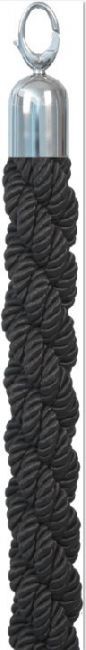 Corde Noire Tressée | Embouts Chrome | 150cm