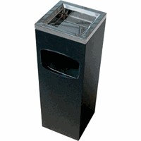 Afvalbak / Papierbar met Asbak - Zwart - 200x200x(h)600mm.