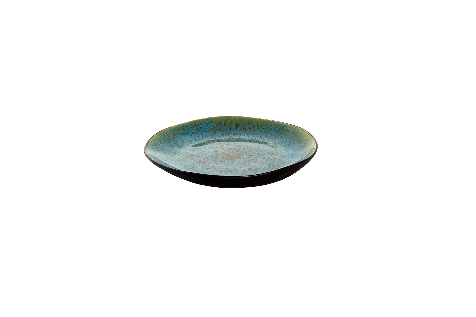 Bord Lotus 20.5 cm Turquoise Zwart Stoneware