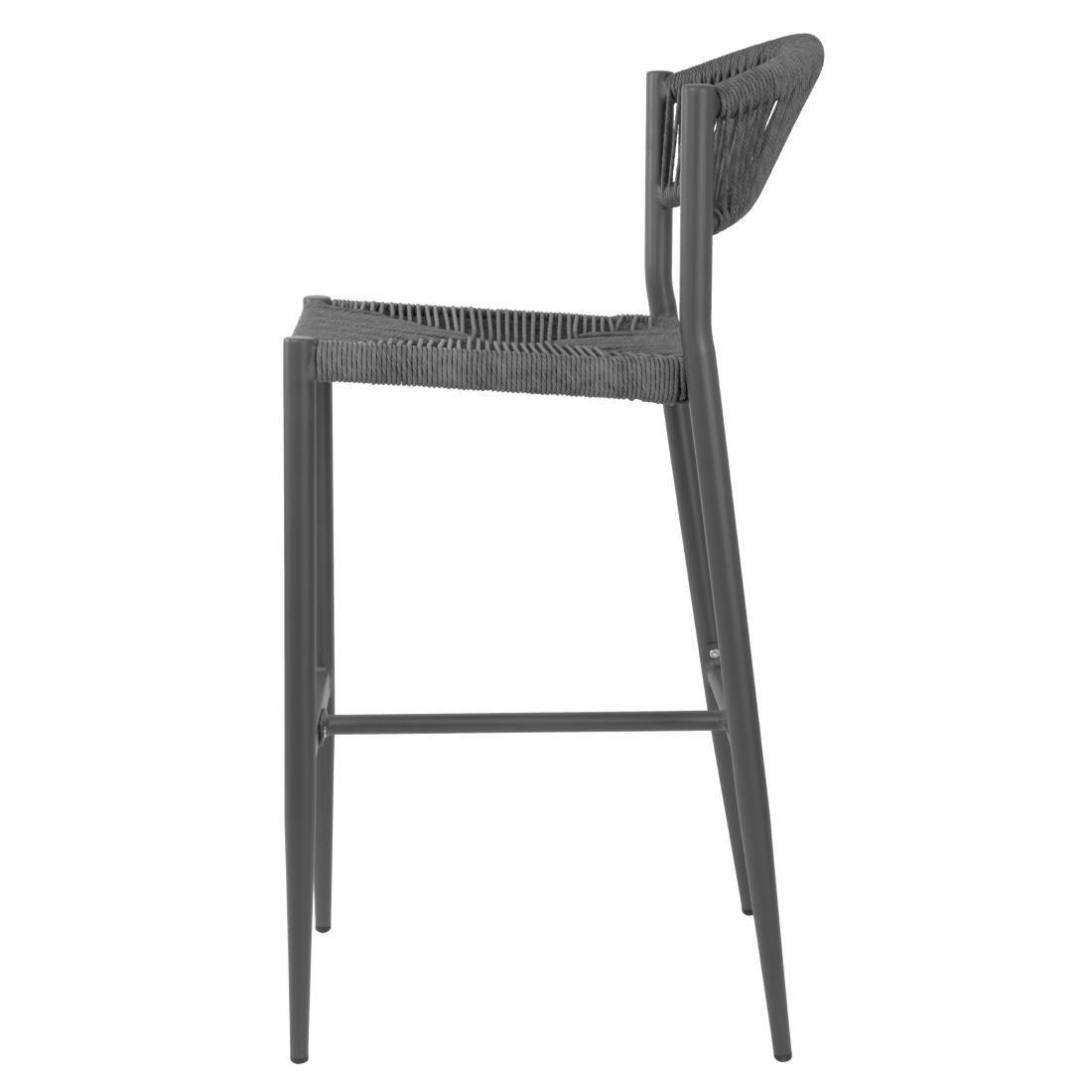 Bolero Eden PE gevlochten rattan outdoor barkrukken antraciet (2 stuks)