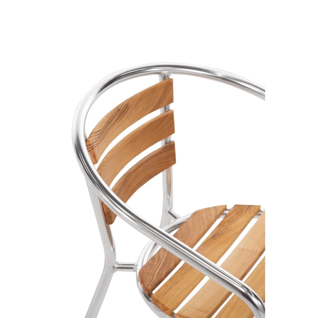 Stapelbare stoel - Alumunium - Zitting Essenhout - 4 Stuks