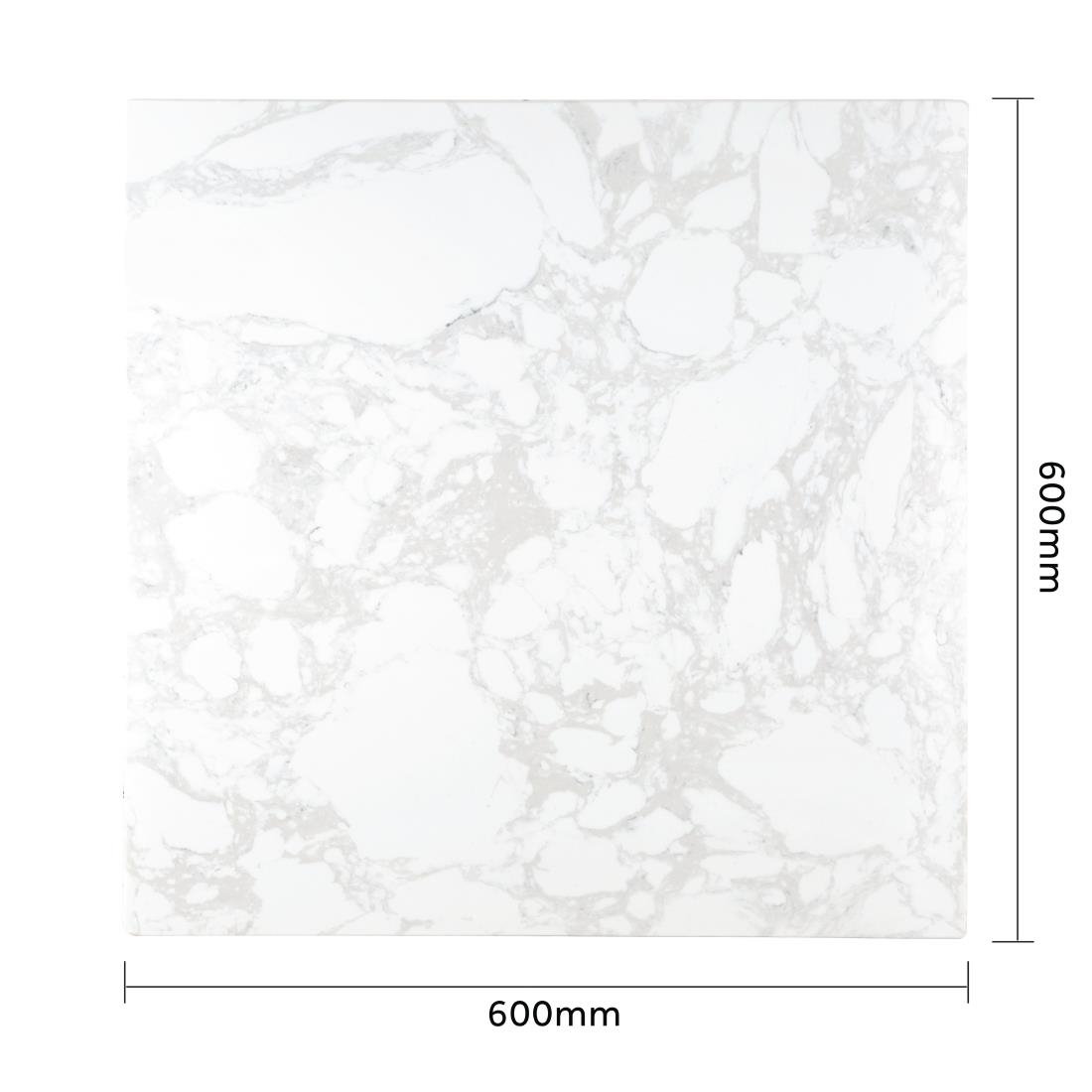 Bolero vierkant tafelblad met marmereffect, wit, 600 mm