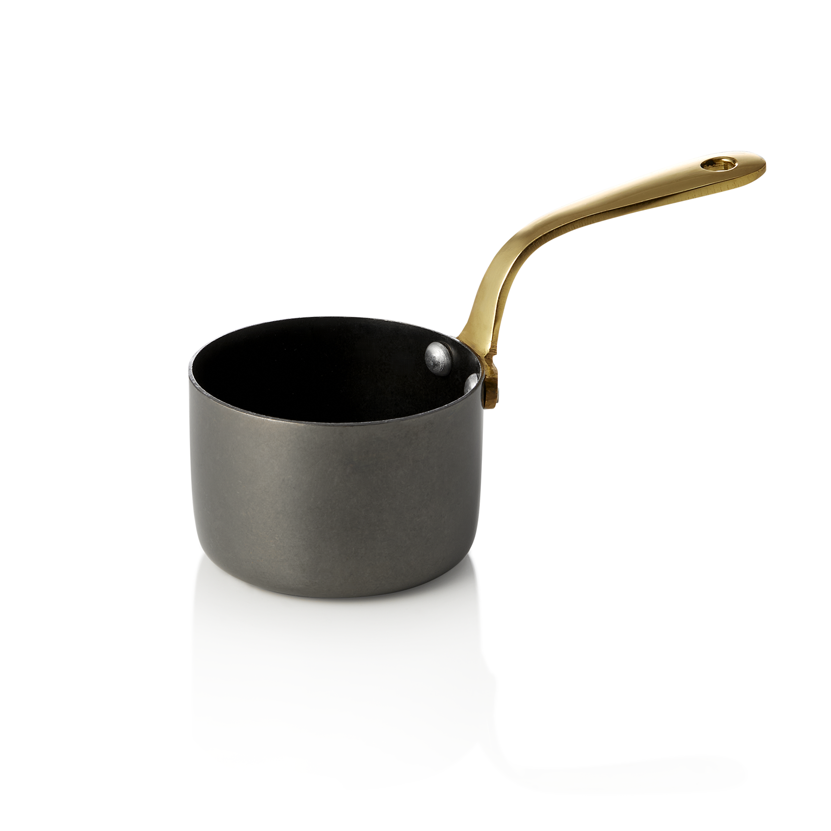 Serveerpot STEEL & STYLE, met messinggreep, 140 ml, Ø 7 cm, zwart, messing, PVD, chroomnikkelstaal