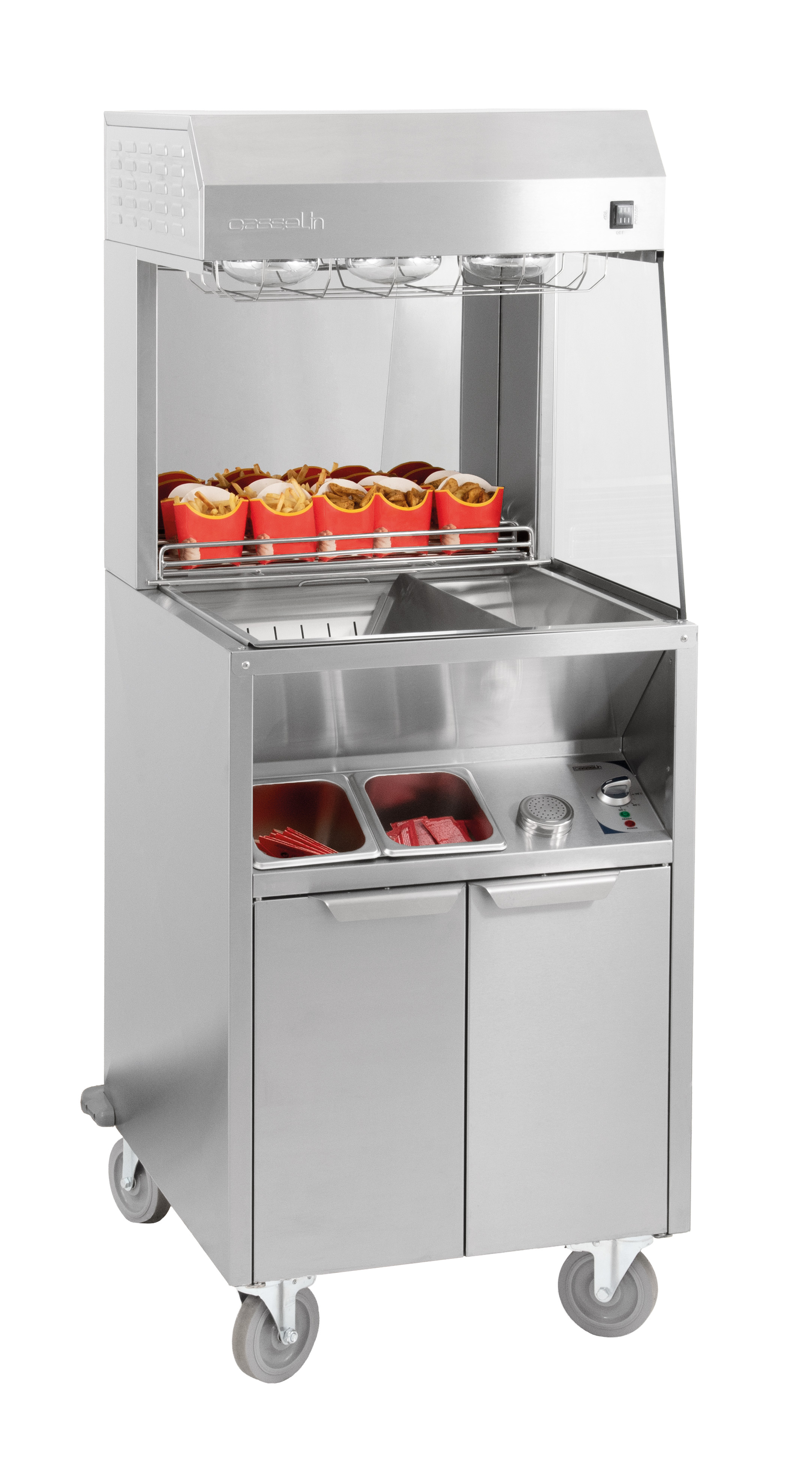 Mobile Pommes-Ausgabe und -Wärmestation Frites 600 - 600x700x(H)1600mm