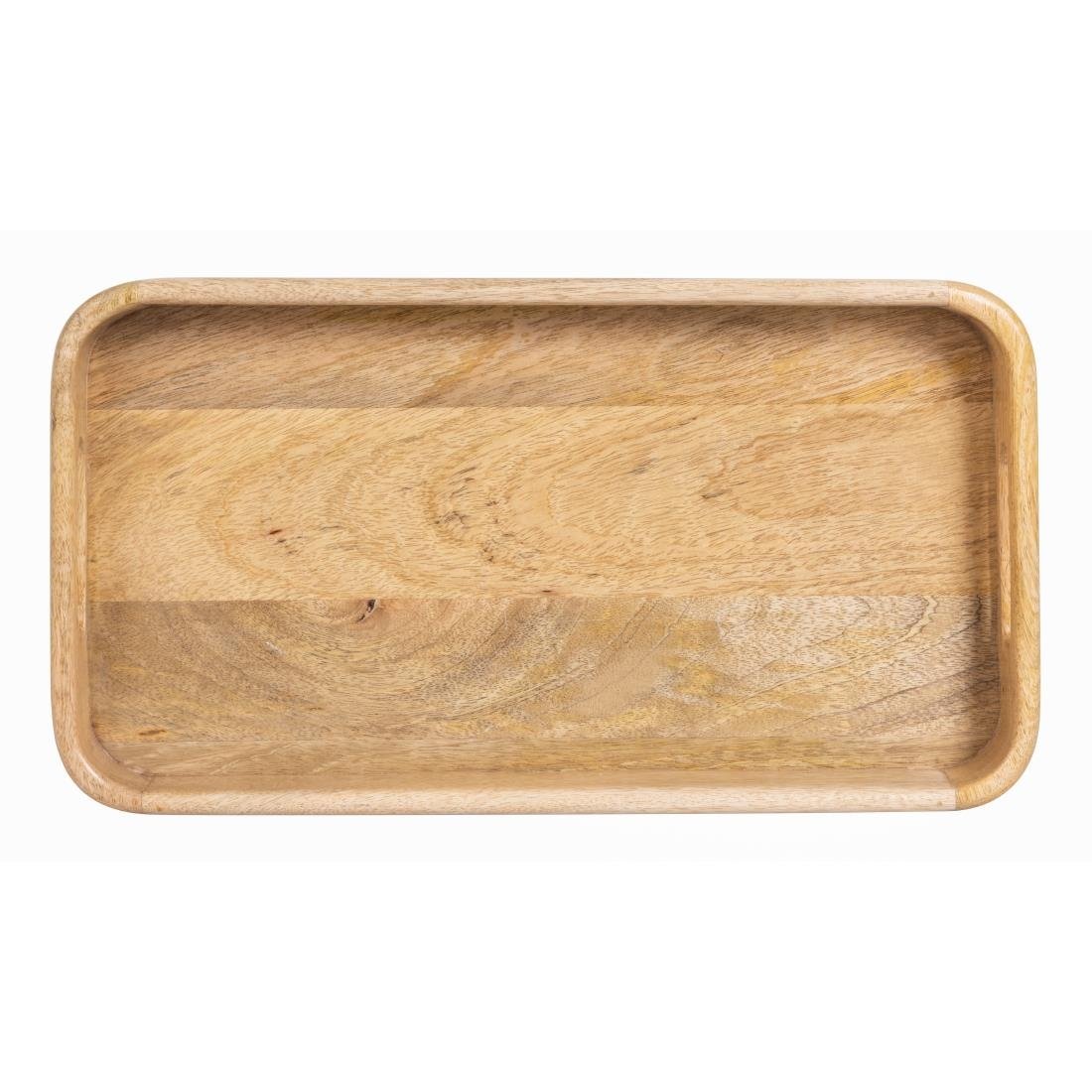 Plateau de service rectangulaire avec poignées intégrées en bois de manguier Olympia 430x230mm
