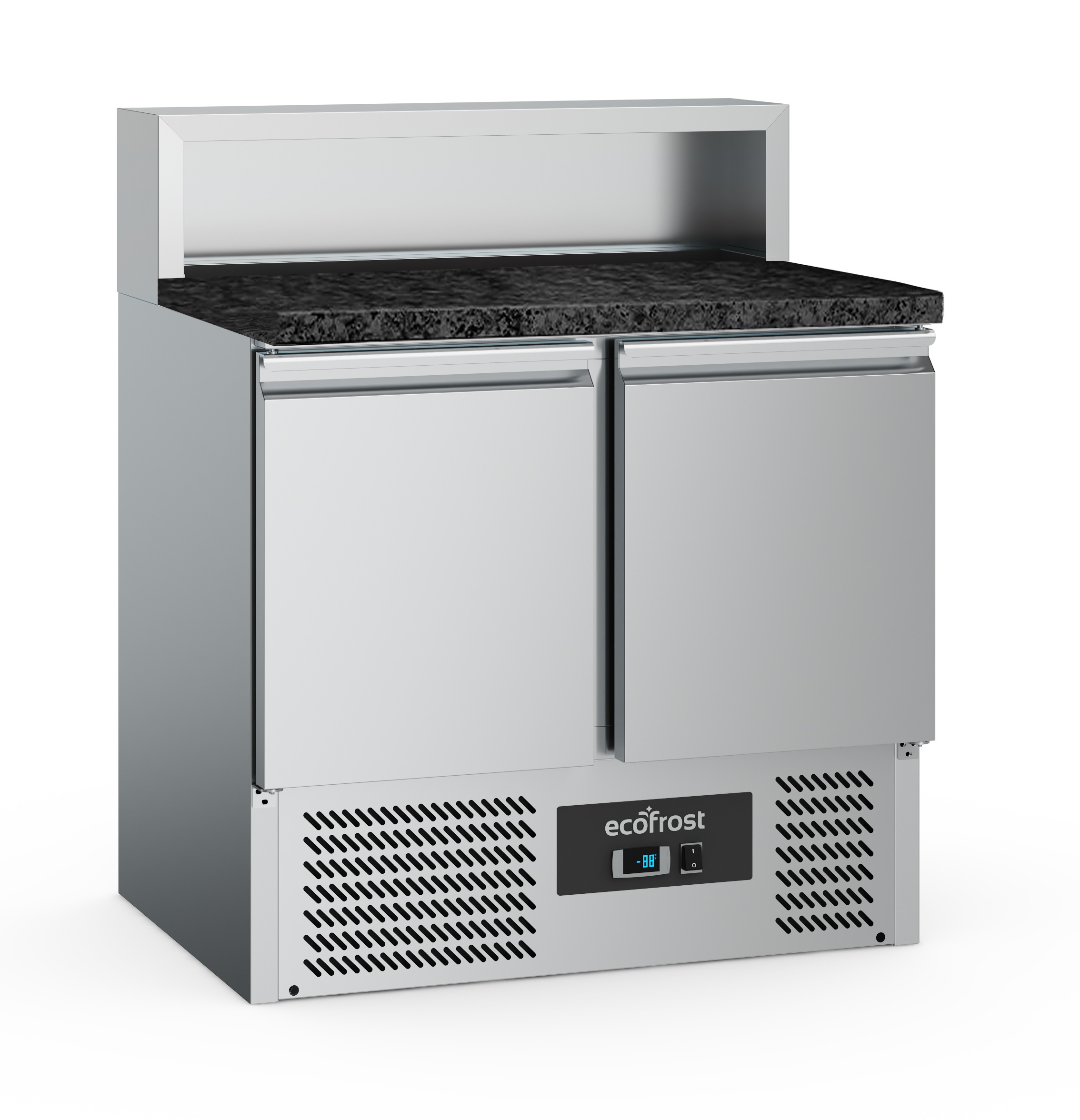 Pizzawerkbank 2 Deurs 5X1/6Gn Pan Zwart Graniet Werkblad