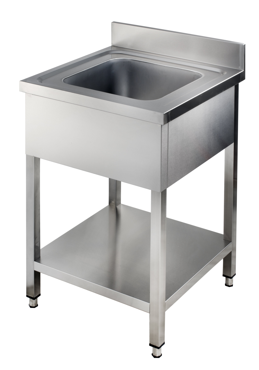 Spültisch Basic 6x6 mit 1 Becken, Aufkantung und Grundboden